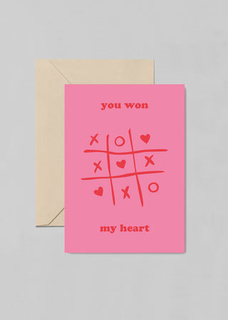 A cute post card with words “You Won My Heart”. The perfect postcard for a loved one for any occasion. 
