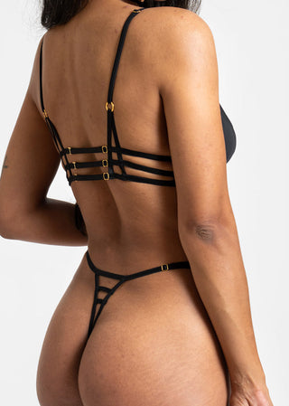 detail of fully adjustable sliders of the thong