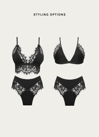 Options how to mix and match our black lace lingerie Black Temptress