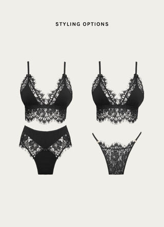 Options how to mix and match our black lace lingerie