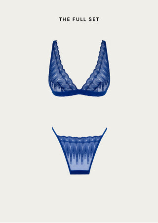 The full set of blue lingerie from Lioa Lingerie.