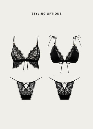 packshots and styling option of black lace lingerie from lioa lingerie