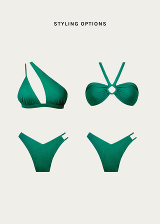 Options how to mix and match our emerald green bikinis.