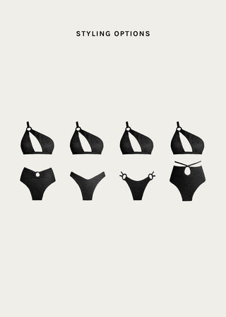 Amalfi Asymmetrisches Bikini | Schwarz
